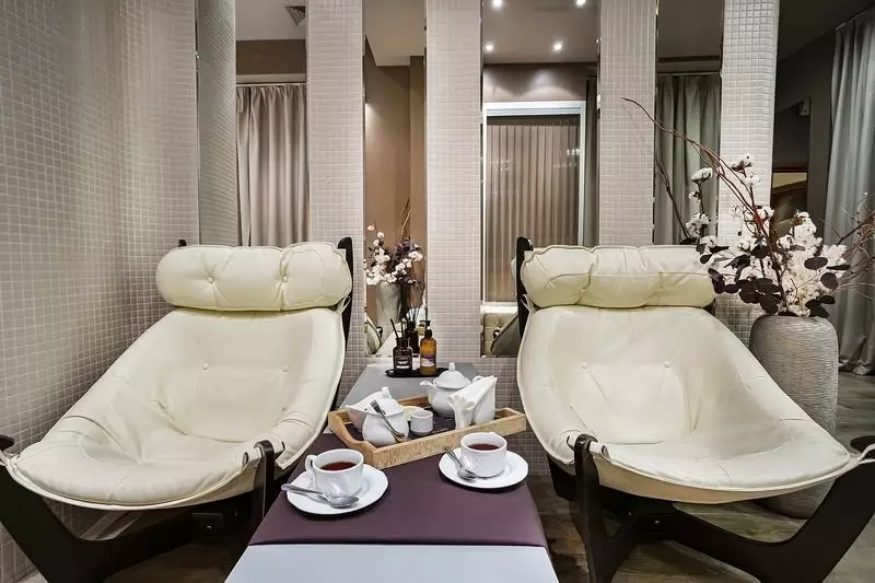 Зона отдыха в SPA-сьюте с баней Зона отдыха в SPA-сьюте с баней
